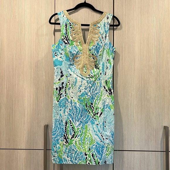 Lilly Pulitzer | Valli Shift Dress 100% Cotton | Seashell Metallic | Size 6 - Picture 1 of 16
